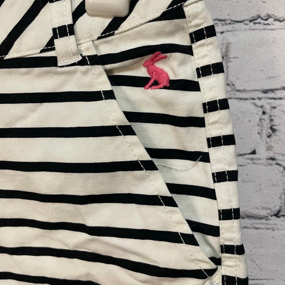 Joules striped shorts women's size 4 black white pink bunny pockets NWOT